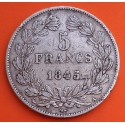 FRANCIA 5 FRANCOS 1845 A Ceca de PARIS Rey LOUIS PHILIPPE I KM.749 MONEDA DE PLATA MBC- Republique Francaise