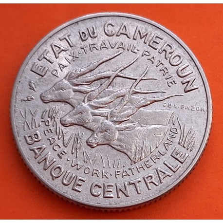 @ESCASA@ Estado de CAMERUN 100 FRANCOS 1966 ANTILOPES KM.5 MONEDA DE NICKEL MBC+ Africa ETAT DU CAMEROUN