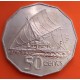 FIJI 50 CENTIMOS 1987 BARCO DE PESCA TRADICIONAL y REINA ISABEL II KM.54 MONEDA DE NICKEL EBC Fidji