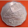 FIJI 50 CENTIMOS 1987 BARCO DE PESCA TRADICIONAL y REINA ISABEL II KM.54 MONEDA DE NICKEL EBC Fidji