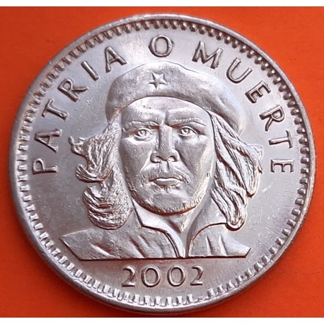 CUBA 3 PESOS 2002 ERNESTO CHE GUEVARA - PATRIA o MUERTE KM.346A MONEDA DE NICKEL EBC- Caribe R/1