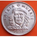 CUBA 3 PESOS 2002 ERNESTO CHE GUEVARA - PATRIA o MUERTE KM.346A MONEDA DE NICKEL EBC- Caribe R/1