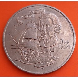 GIBRALTAR 1 CORONA 1980 ALMIRANTE NELSON y GALEÓN KM.12 MONEDA DE NICKEL MBC 1 Crown coin R/3