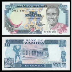 ZAMBIA 10 KWACHA 1989 ÁGUILA - ESCLAVO - CABEZA DE JIRAFA Pick 31A BILLETE SC Africa UNC BANKNOTE