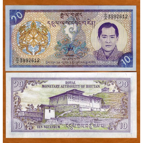BHUTAN 10 NGULTRUM 2000 TEMPLO y MONARCA Pick 22 BILLETE SC UNC BANKNOTE 10 Ngultrums