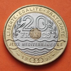 FRANCIA 20 FRANCOS 1993 CASTILLO JUEGOS DEL MEDITERRANEO KM.1016 MONEDA TRIMETALICA EBCFrance Francs