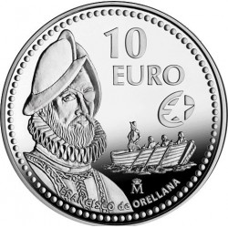 . @RARA - VER FOTOS@ ESPAÑA 10 EUROS 2011 FRANCISCO DE ORELLANA MONEDA DE PLATA NO ESTUCHE FNMT
