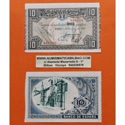 . @LUJO y LA MÁS RARA ANTEFIRMA@ BILBAO 10 PESETAS 1937 BANCO CENTRAL Pick S.560 BILLETE SC Guerra Civil en Euskadi