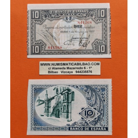 . @LUJO y LA MÁS RARA ANTEFIRMA@ BILBAO 10 PESETAS 1937 BANCO CENTRAL Pick S.560 BILLETE SC Guerra Civil en Euskadi