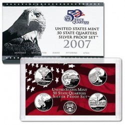 2007 UNITED STATES MINT 50 STATE QUARTERS 25 CENTAVOS SILVER PROOF SET 5 x 25 CENTAVOS PLATA Estados Unidos