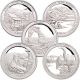 . 2014 UNITED STATES MINT SILVER PROOF SET 5 Coins ESTADOS UNIDOS 25 CENTAVOS 2014 PLATA Beautiful Quarters