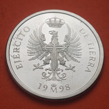 . 1 moneda + CÁPSULA x ESPAÑA 1 EURO 1998 EMBLEMA DEL EJERCITO DE TIERRA LAUREADA MONEDA DE PLATA NO ESTUCHE FNMT