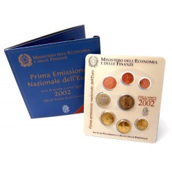 . 1º AÑO DE EMISIÓN x ITALIA CARTERA OFICIAL EUROS 2002 SC 1+2+5+10+20+50 CENTIMOS 1 EURO + 2 EUROS 2002 SET KMS