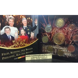 BELGICA CARTERA OFICIAL EUROS 2014 BU SET 1+2+5+10+20+50 CENTIMOS 1 EURO + 2 EUROS SC MONEDAS DISEÑO TIPO 3 REY ALBERTO