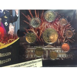 BELGICA CARTERA OFICIAL EUROS 2014 BU SET 1+2+5+10+20+50 CENTIMOS 1 EURO + 2 EUROS SC MONEDAS DISEÑO TIPO 3 REY ALBERTO