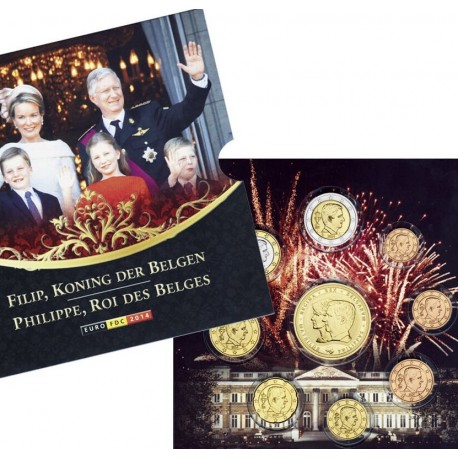 . 1º AÑO de EMISION con el NUEVO REY ALBERTO x BELGICA CARTERA OFICIAL EUROS 2014 SC 1+2+5+10+20+50 Cts 1+2 EUROS 2014
