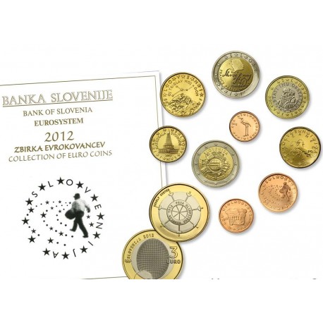 @ESCASA@ ESLOVENIA CARTERA OFICIAL EUROS 2012 BU SET 1+2+5+10+20+50 CENTIMOS 1€ + 2x 2 EUROS 2012 + 3 EUROS 2012 SC 10 monedas