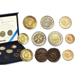 MALTA CARTERA OFICIAL EUROS 2012 SC 1+2+5+10+20+50 Centimos + 1 + 2 EUROS 2011 + 2 EUROS 2012 CON MARCA DE CECA KMS BU SET