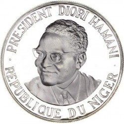 . @RARA - Tirada 1.000 uds@ Republique du NIGER 1000 FRANCOS 1960 PRESIDENTE DIORI HAMANI KM.6 MONEDA DE PLATA PROOF 1000 Francs