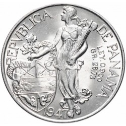 PANAMA 1 BALBOA 1947 VASCO NUÑEZ DE BALBOA Reverso TIPO 1 KM.13 MONEDA DE PLATA SC- silver coin R/2