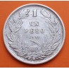 @TIPO -1- GRUESO@ CHILE 1 PESO 1927 So CONDOR SOBRE RISCO Ceca de Santiago KM.171 MONEDA DE PLATA República de Chile