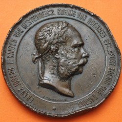 . AUSTRIA MEDALLA DE BRONCE 1873 EXPOSICIÓN MUNDIAL DE VIENA Emperador JOSEPH I 70mm 156 gramos
