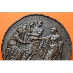 . AUSTRIA MEDALLA DE BRONCE 1873 EXPOSICIÓN MUNDIAL DE VIENA Emperador JOSEPH I 70mm 156 gramos