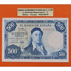 . @PVP NUEVO 95€@ ESPAÑA 500 PESETAS 1954 PINTOR IGNACIO ZULOAGA Serie F 0271144 Pick 154 BILLETE MBC+ Spain banknote