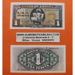 . 1 Billete NUEVO x España 1 PESETA 1940 CARABELA DE CRISTOBAL COLON Serie D Pick 122A BILLETE SC Spain UNC BANKNOTE