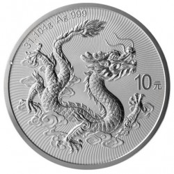 . 1 aaaaaaaaacoin @1/AGOSTO Envío@ CHINA 10 YUAN 2025 DRAGÓN y LA GRAN MURALLA MONEDA DE PLATA ONZA Oz Ounce silver