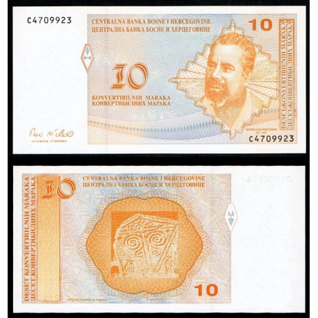 BOSNIA 10 MARAKA 1998 Konvertibilnih (BAM) MAK DIZDAR Pick 63.A BILLETE SC UNC BANKNOTE