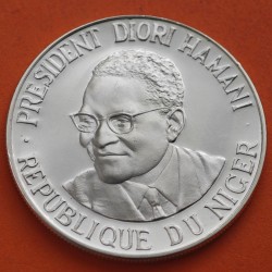 . @RARA - Tirada 1.000 - ESSAI @ NIGER 1000 FRANCOS 1960 PRESIDENTE DIORI HAMANI KM.E6 MONEDA DE PLATA PROOF 1000 Francs