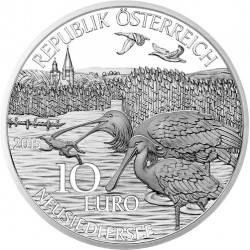AUSTRIA 10 EUROS 2015 REGION DE BURGENLAND PELICANO y VIÑEDOS MONEDA DE PLATA SC @BLISTER@ Österreich euro coin