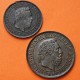 . 2 monedas x @RARAS@ ESPAÑA 5 CENTIMOS 1875 + 10 CENTIMOS 1875 Bruselas REY CARLOS VII PRETENDIENTE COBRE