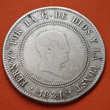 ESPAÑA Rey FERNANDO VII 10 REALES 1821 SR Ceca de MADRID RESELLADO MONEDA DE PLATA @ESCASA@ Spain Ferdinand VII