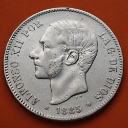 ESPAÑA 5 PESETAS 1885 * 18 87 MSM REY ALFONSO XII KM.688 MONEDA DE PLATA (DURO) Spain silver R/1