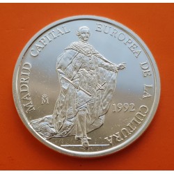 1 ONZA de PLATA PURA x ESPAÑA 5 ECU 1992 REY CARLOS III PROOF NO ESTUCHE FNMT 5 Ecus 1992