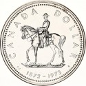 CANADA 1 DOLAR 1973 POLICIA MONTADA 100 ANIVERSARIO KM.83 MONEDA DE PLATA PROOFLIKE + IMPERFECCIONES $1 Dollar silver