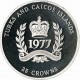 TURKS & CAICOS 25 CORONAS 1977 THE QUEEN'S SILVER JUBILEE KM.19 MONEDA DE PLATA PROOF ESTUCHE Silver Crowns 1,30 ONZAS OZ