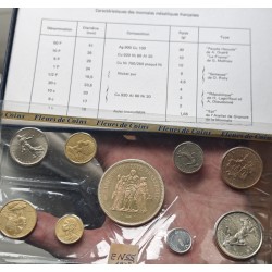 9 monedas x FRANCIA ESTUCHE 1976 Coffret FLEURS DE COINS SPECIMEN France Silver Set 50 FRANCOS 1976