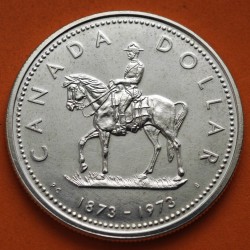 CANADA 1 DOLAR 1973 POLICIA MONTADA 100 ANIVERSARIO KM.83 MONEDA DE PLATA PROOFLIKE + IMPERFECCIONES $1 Dollar silver