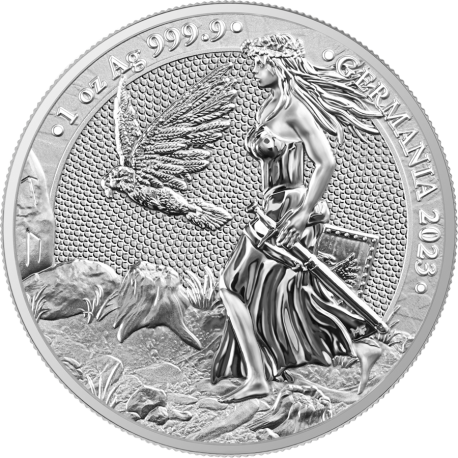 . 1 aaacoin ALEMANIA 5 MARK 2023 VALKIRIA y AGUILA MEDALLA DE PLATA CERTIFICADO CÁPSULA Germania Mint