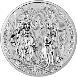 . 1 aaacoin ALEMANIA 5 MARK 2023 VALKIRIAS GALIA y LADY GERMANIA Mint MEDALLA DE PLATA + CERTIFICADO ONZA cápsula