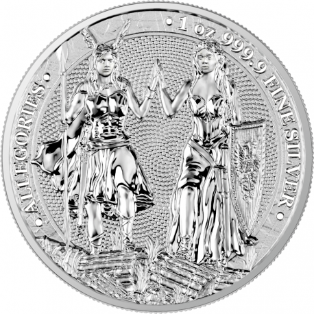 . 1 aaacoin ALEMANIA 5 MARK 2023 VALKIRIAS GALIA y LADY GERMANIA Mint MEDALLA DE PLATA + CERTIFICADO ONZA cápsula