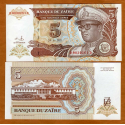ZAIRE 5 NUEVOS ZAIRES 1993 DICTADOR MOBUTU Pick 53A BILLETE SC UNC BANKNOTE 5 Nuevos Zaires Nouveaux