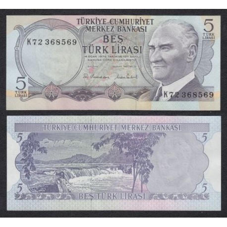 TURQUIA 5 LIRAS 1970 MIMAR SINAN y RIO Pick 185 BILLETE SC Turkey 5 Lirasi UNC BANKNOTE