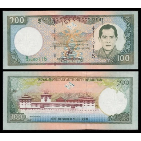 BHUTAN 100 NGULTRUMS 2000 TEMPLO SAGRADO y Jigme Singye Wangchuk Pick 25 BILLETE SC UNC BANKNOTE