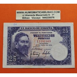 ESPAÑA 25 PESETAS 1954 ISAAC ALBENIZ Serie I 7282909 Pick 147 BILLETE MUY CIRCULADO Spain banknote