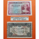 . 2 billetes x ESPAÑA 10 PESETAS 1935 DAMA Serie B REPÚBICA ESPAÑOLA + BILBAO 10 PESETAS 1937 MONTE DE PIEDAD Sin Serie 299522