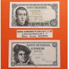 . 2 billetes x ESPAÑA 5 PESETAS 1948 JUAN SEBASTIAN ELCANO Serie F Pick 136A + 5 PESETAS 1951 BALMES Serie E Pick 140